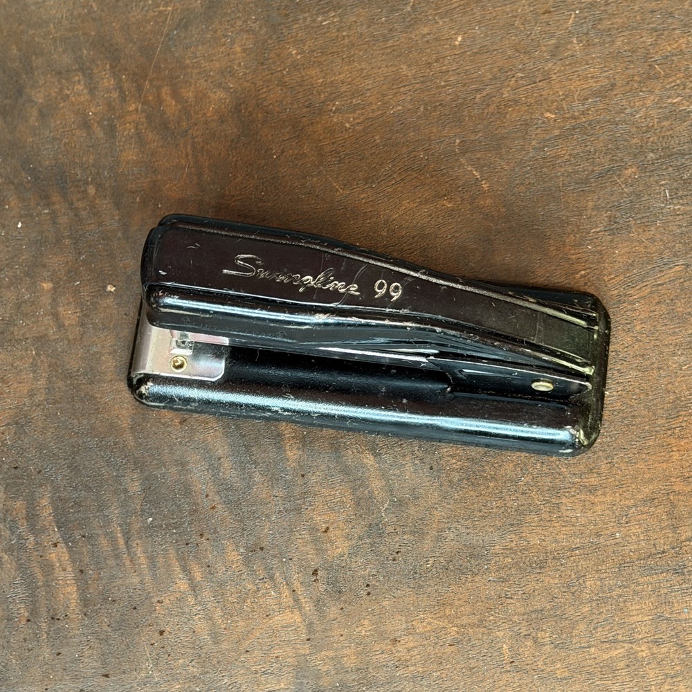 Vintage 1960s Swingline 99 Stapler Black Metal Made In USA 4.5 Inches Long WORKS
